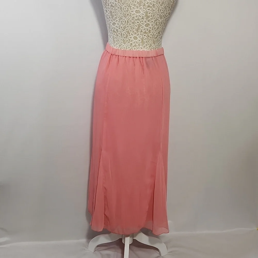 New York City Design Co SZ 5X Pink Lined Pleat Elastic Waist Chiffon Flowy Skirt